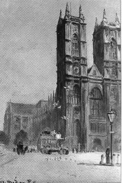 Westminster Abbey, West Towers Oil Painting by George Hyde Pownall