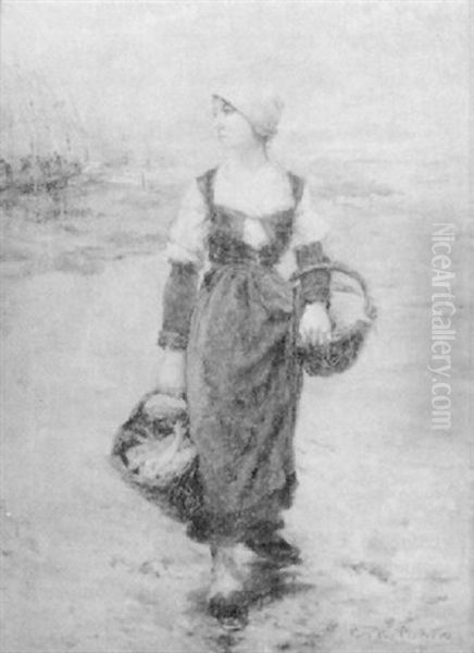 Fisher Woman Oil Painting by Robert Powrie