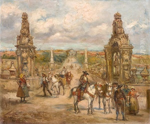 Enrique Poy Dalmau Romeria Puente Oil Painting by Emilio Poy Dalmau