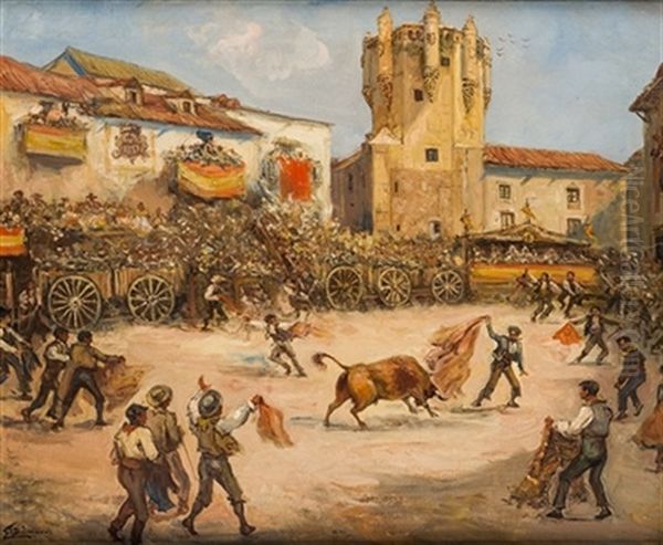 Corrida De Toros En La Plaza Oil Painting by Emilio Poy Dalmau