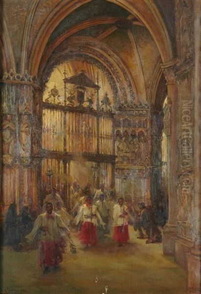 Monaguillos Entrando En La Iglesia Oil Painting by Emilio Poy Dalmau