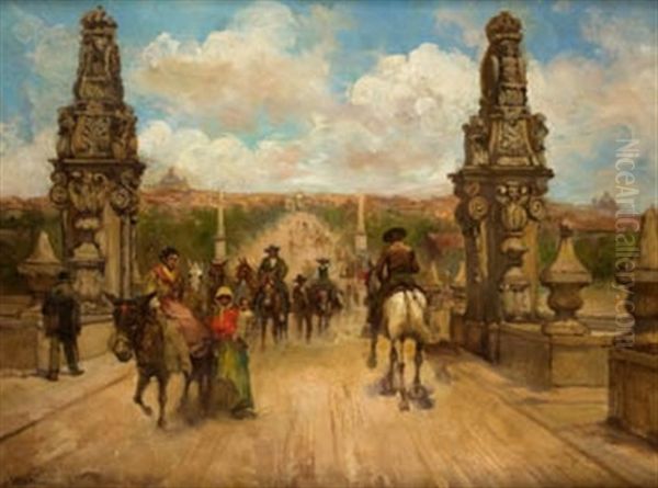 El Puente De Segovia Oil Painting by Emilio Poy Dalmau