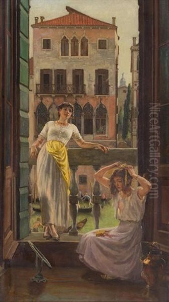 On The Piazza Oil Painting by Edward John Poynter