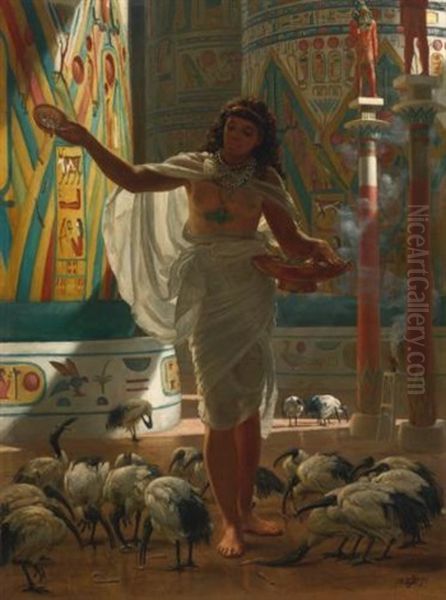 Feeding The Sacred Ibis In The Halls Of Karnac by Edward John Poynter