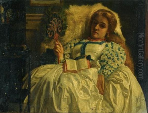 The Peacock Fan Oil Painting by Edward John Poynter