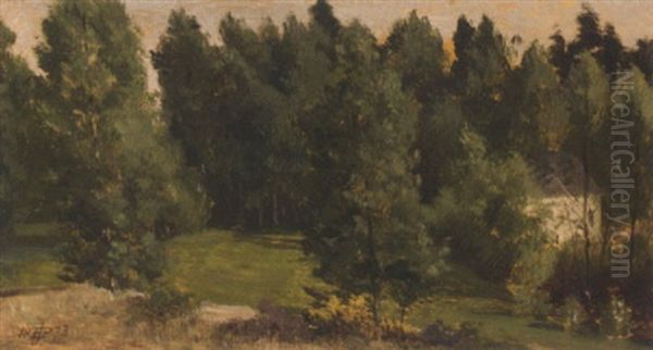 A Wooded Landscape Oil Painting by Edward John Poynter