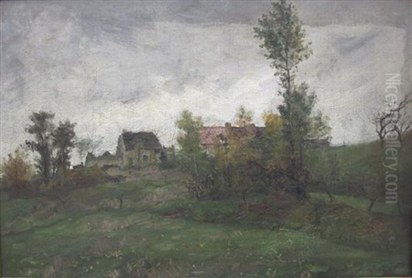 Hameau Dans Un Paysage De Campagne Oil Painting by Jacinthe Pozier