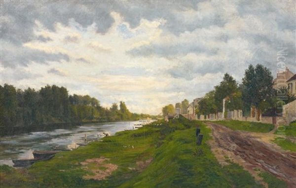 Lavandiere Au Bord De La Riviere Oil Painting by Jacinthe Pozier