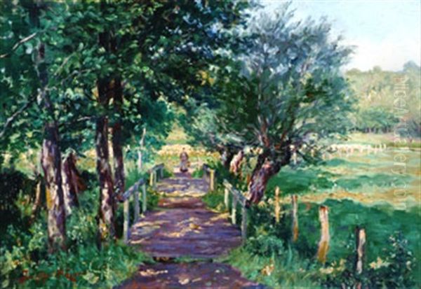 Bretonne Sur Le Chemin Oil Painting by Jacinthe Pozier