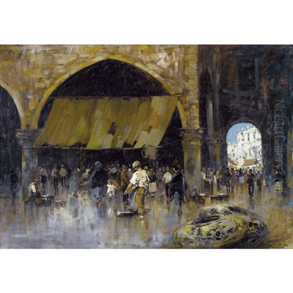 Mercato Del Pesce Oil Painting by Paride Pozzato