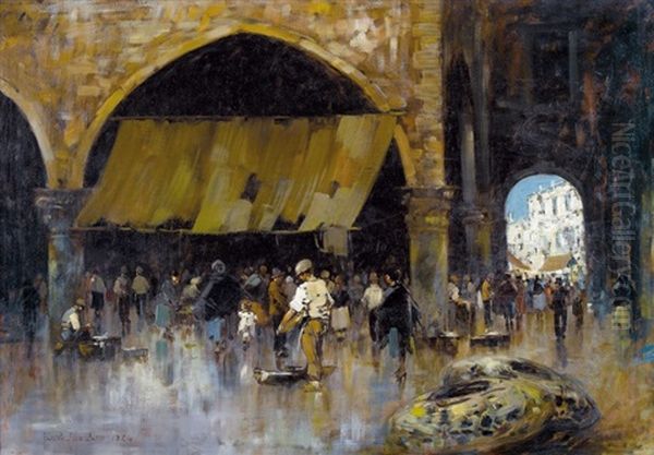 Mercato Del Pesce Oil Painting by Paride Pozzato