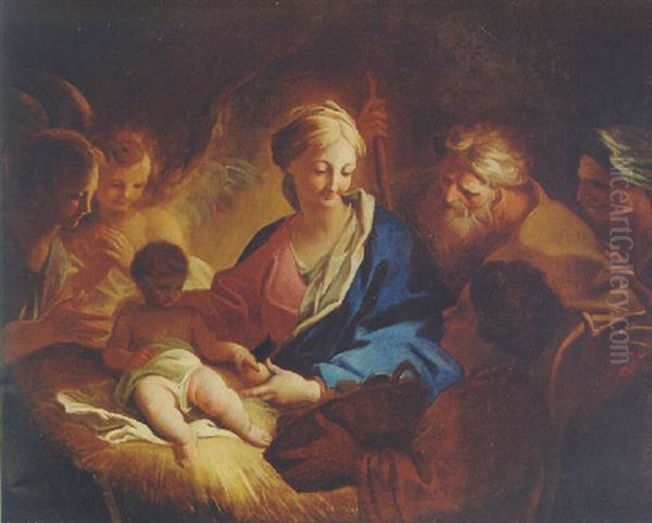 The Adoration Of The Shepherds Oil Painting by Andreas Pozzo