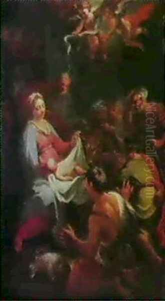 The Adoration Of The Shepherds Oil Painting by Andreas Pozzo