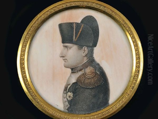 Portrait Miniature Of Napoleon Wearing Military Costume Oil Painting by Luigi Valeriano Pozzo