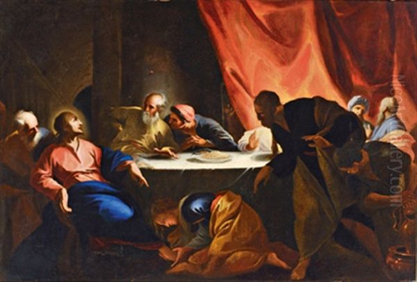 Die Salbung Jesu Durch Die Sunderin In Betanien Oil Painting by Padre Andrea Pozzo