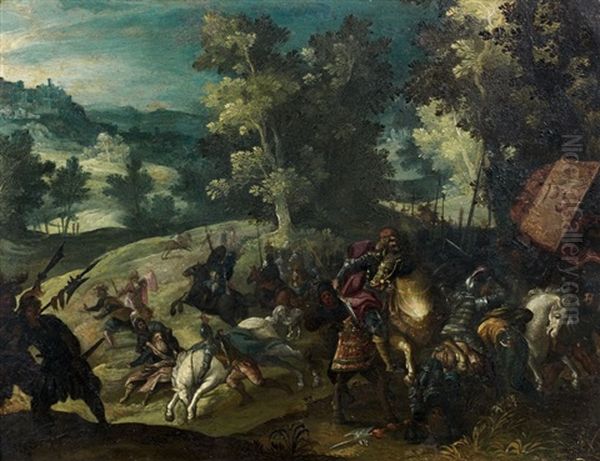 Scene De Combat Dans Un Sous-bois Oil Painting by  Pozzoserrato