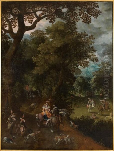 Scene De Chasse Et Scene De Rejouissances Dans Un Jardin Italien (pair) Oil Painting by  Pozzoserrato