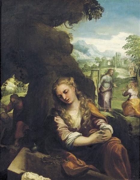 Saint Mary Magdalene Contemplating The Empty Grave Of Christ Oil Painting by  Pozzoserrato