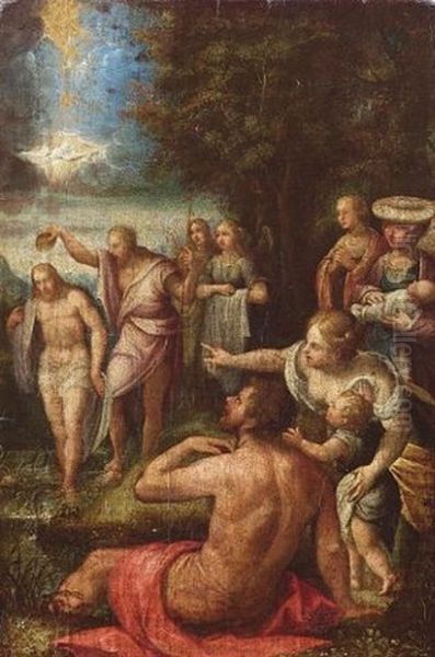 The Baptism Of Christ Oil Painting by  Pozzoserrato