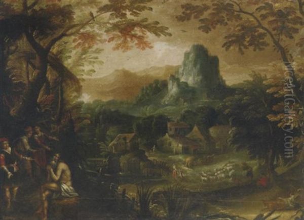 A Wooded River Landscape With Saint Onophrius Oil Painting by  Pozzoserrato