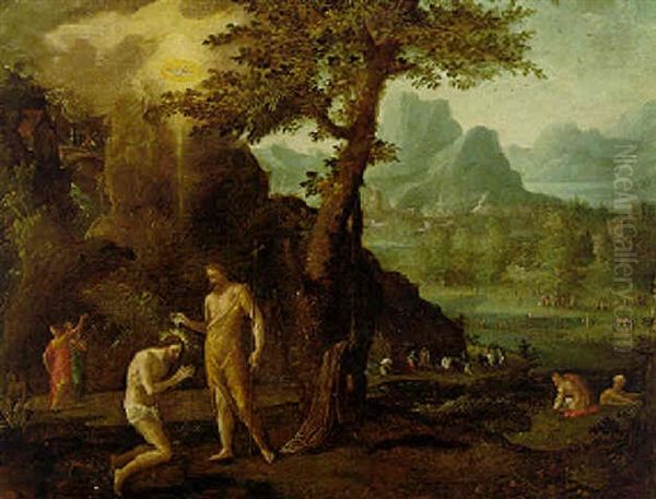 Italianate Landscape With The Baptism Of Christ Oil Painting by  Pozzoserrato