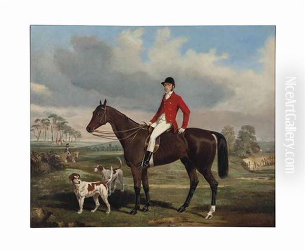 Portrait Of William James Fenn-williams With His Hounds; Together With A Companion Painting (2 Works) Oil Painting by Alfred F. De Prades