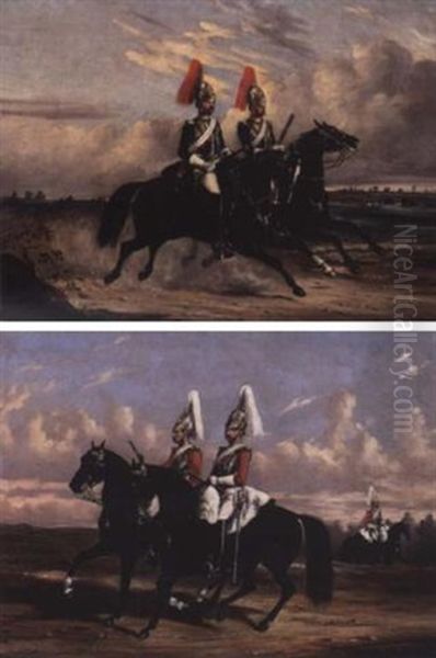 Mounted Cavalry Oil Painting by Alfred F. De Prades