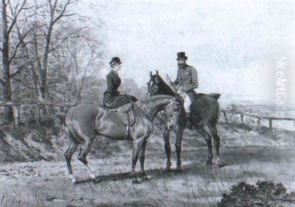 A Gentleman And His Lady Out Riding Oil Painting by Alfred F. De Prades