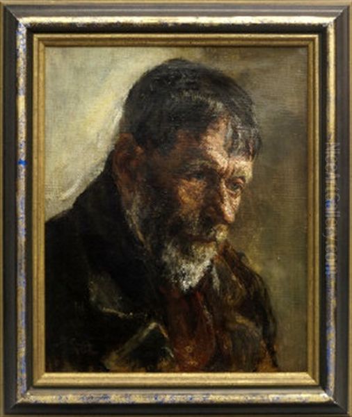 Portrait Of An Old Man Oil Painting by Francisco Pradilla y Ortiz