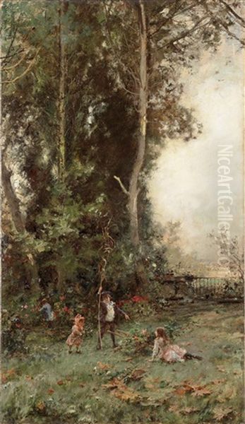 In Giardino Oil Painting by Francisco Pradilla y Ortiz