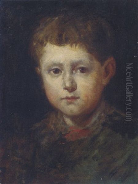 Head Of A Boy Oil Painting by Francisco Pradilla y Ortiz