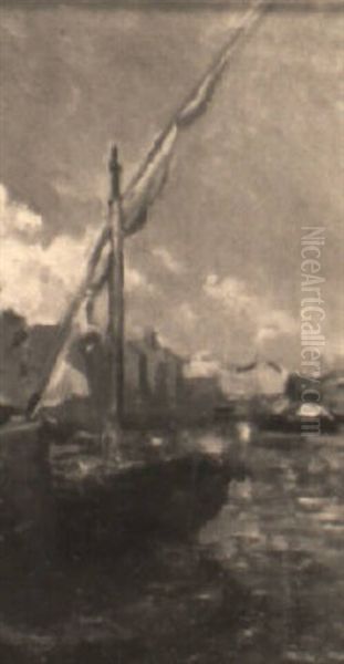 Velero Oil Painting by Francisco Pradilla y Ortiz