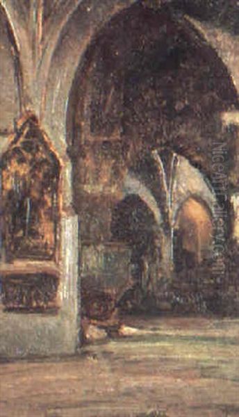 Interior De Iglesia Oil Painting by Francisco Pradilla y Ortiz