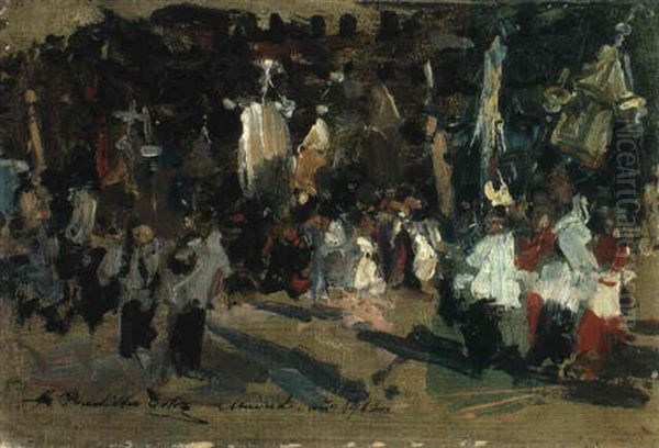 Procesion Oil Painting by Francisco Pradilla y Ortiz