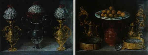 Vases D'orfevrerie Oil Painting by Blas de Ledesma Prado