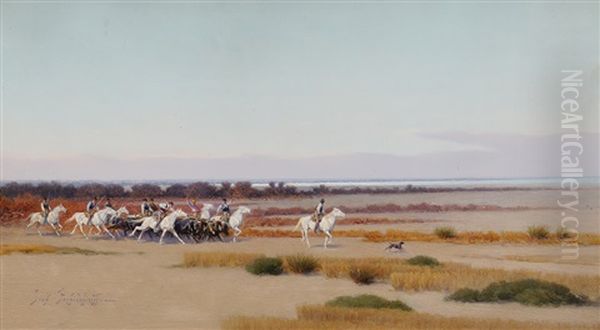 Convoi De Boeufs Sauvages Oil Painting by Ivan Pranishnikoff