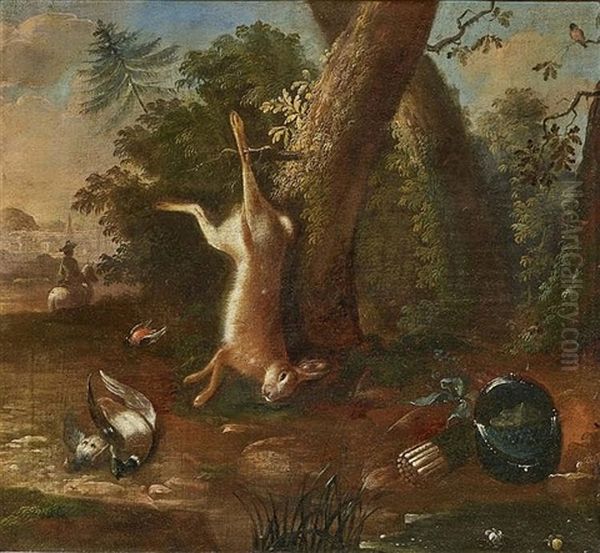 Hunting Still Life (2 Works) Oil Painting by Wenzel Ignaz Prasch