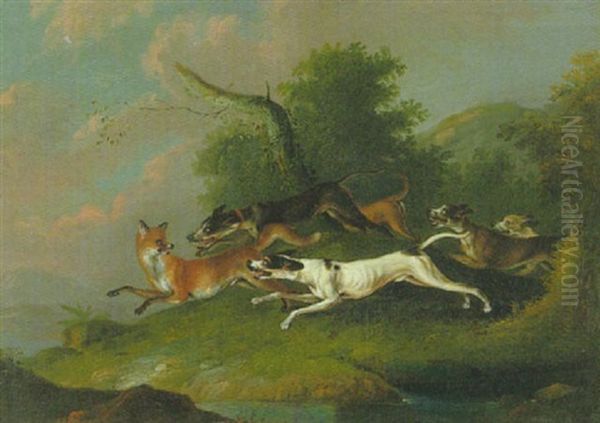 Hundemeute, Einen Fuchs Jagend Oil Painting by Wenzel Ignaz Prasch