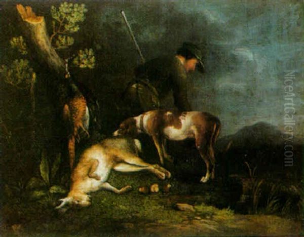 Landscape With A Hunter And His Dog Beside Game Oil Painting by Wenzel Ignaz Prasch