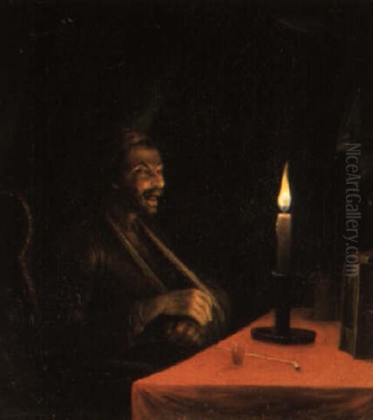 Mann Mit Armschlinge Bei Kerzenlicht Oil Painting by Wenzel Ignaz Prasch