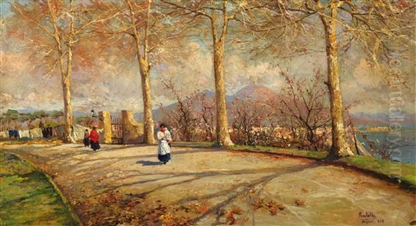 Veduta Autunnale Del Vesuvio Oil Painting by Attilio Pratella