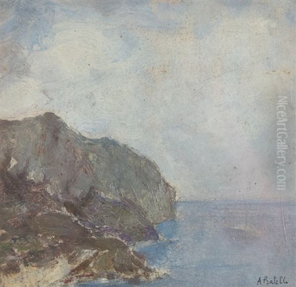 Mediterranean Coast Oil Painting by Attilio Pratella