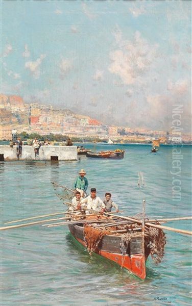 Neopolitan Fishermen Oil Painting by Attilio Pratella