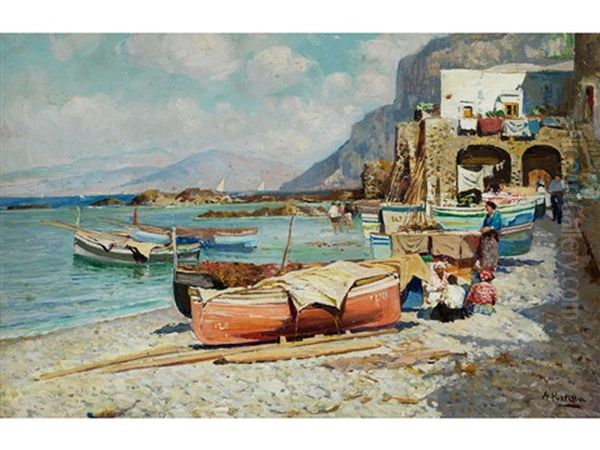 Fischer Am Strand Oil Painting by Attilio Pratella