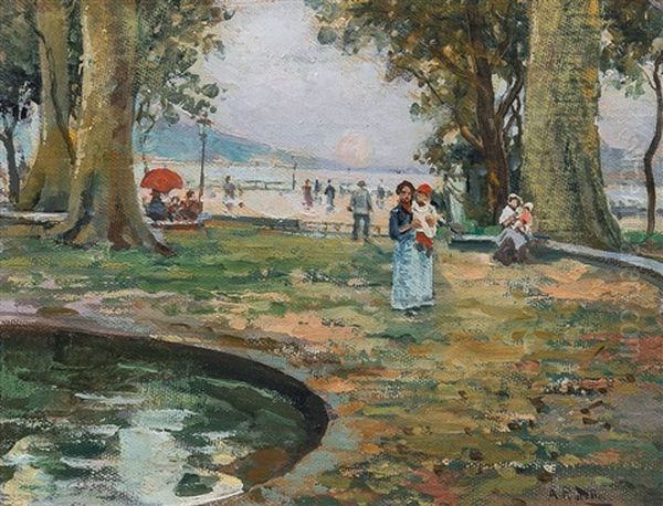 Villa Comunale Oil Painting by Attilio Pratella