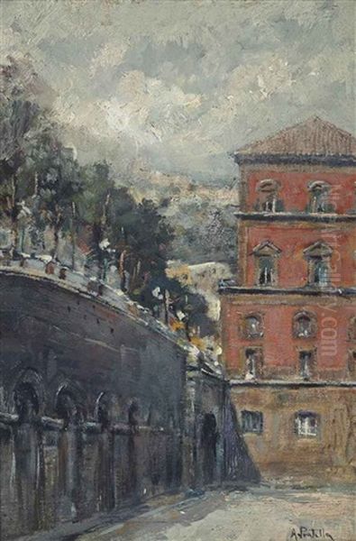 A Town View Oil Painting by Attilio Pratella