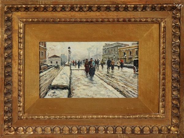 Viale Cittadino Oil Painting by Attilio Pratella