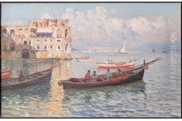 Afternoon Boaters Oil Painting by Attilio Pratella