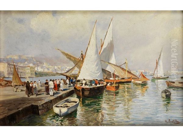 Napoli - Il Porto Oil Painting by Attilio Pratella