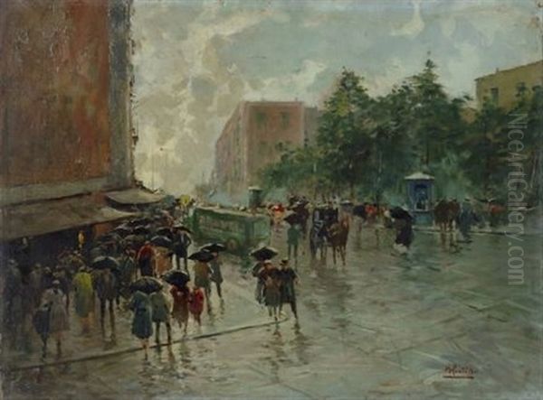 Giornata Di Pioggia Oil Painting by Attilio Pratella